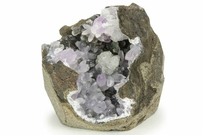 Amethyst and Chabazite Crystals on Chalcedony - India #220098
